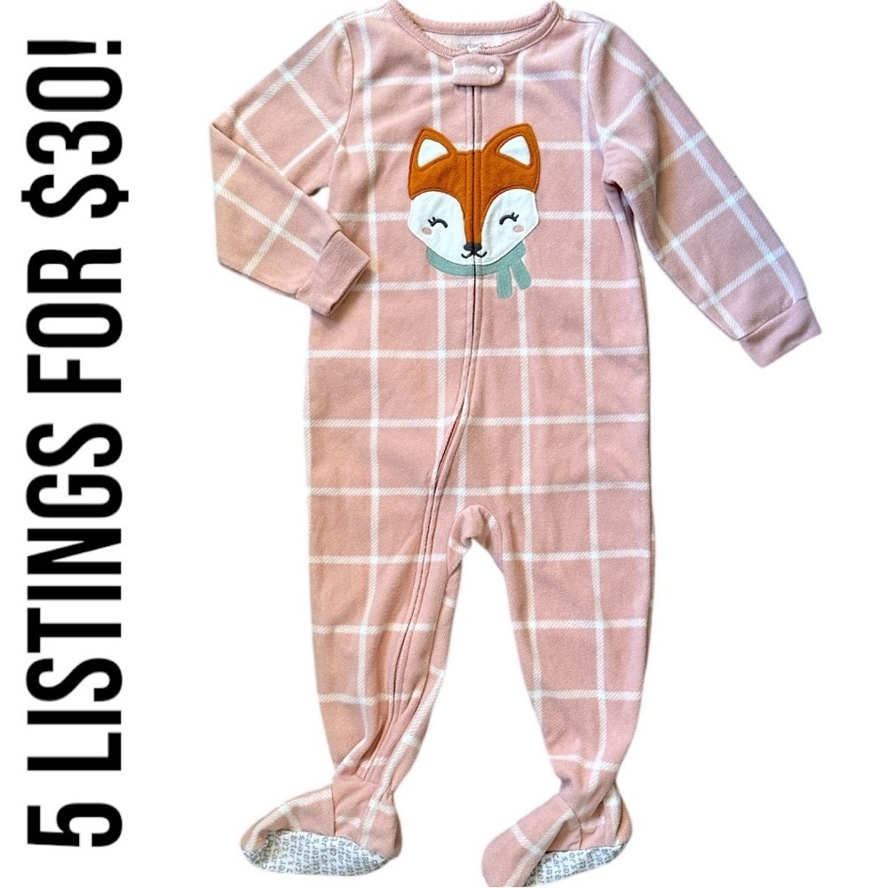 Carter’s 2T Girl Full Zip Footie Fox Pajamas Cozy toddler Excellent condition